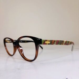 Fendi‎ F1025 214 Eyeglasses Brown Tortoise Round Full Rim Frames 51-16-135